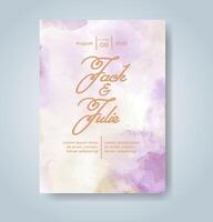 Wedding invitation with abstract watercolor background vector