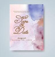 Wedding invitation with abstract watercolor background vector