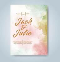 Wedding invitation with abstract watercolor background vector