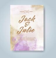 Wedding invitation with abstract watercolor background vector