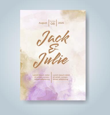 Wedding invitation with abstract watercolor background