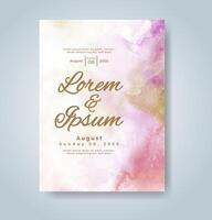 Wedding invitation with abstract watercolor background vector