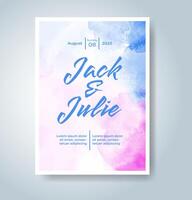 Wedding invitation with abstract watercolor background vector