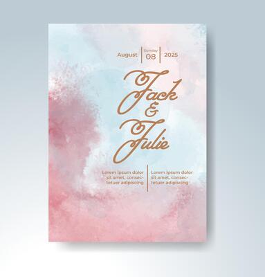 Wedding invitation with abstract watercolor background