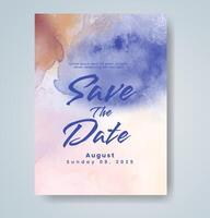 Wedding invitation with abstract watercolor background vector