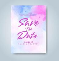 Wedding invitation with abstract watercolor background vector