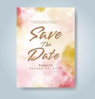 Wedding invitation with abstract watercolor background vector