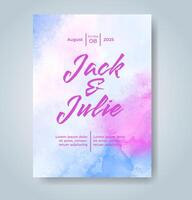 Wedding invitation with abstract watercolor background vector