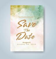 Wedding invitation with abstract watercolor background vector