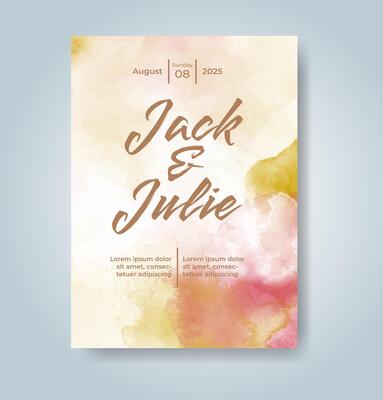 Wedding invitation with abstract watercolor background
