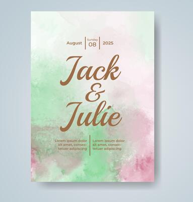 Wedding invitation with abstract watercolor background