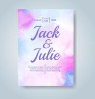 Wedding invitation with abstract watercolor background vector