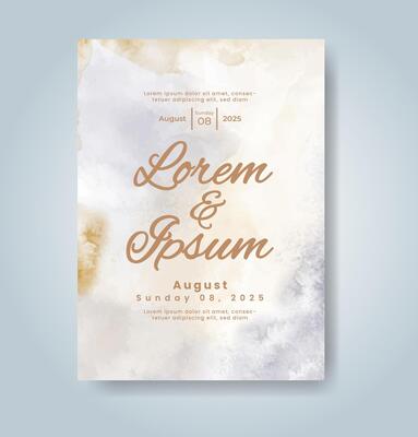 Wedding invitation with abstract watercolor background