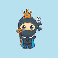 Cute king ninja cartoon illustration vector