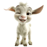 A cartoon goat with big eyes and a smile on transparent background. png