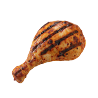 Grilled chicken drumstick on transparent background. png