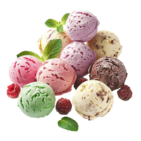 Generated AI Colorful and tasty easter themed ice cream scoop isolated on transparent background png
