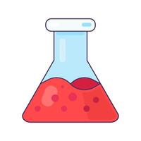 Wide Flask With Red Bubbling Liquid Icon Equipment vector