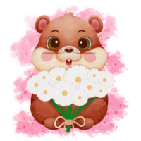 Cute groundhog in watercolor illustration png