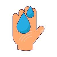 Drops Of Water Flow Down On Hand Icon vector