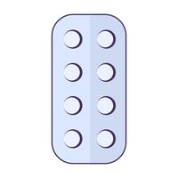 Blister With Round Small Tablets Icon Painkiller vector