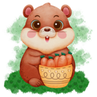 Cute groundhog in watercolor illustration png