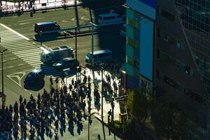 A city street in Tokyo high angle long shot photo