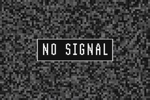 Black and White Pixel Background with No Signal Text vector