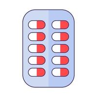 Blister Pack With Pills Icon Rectangular Plate vector