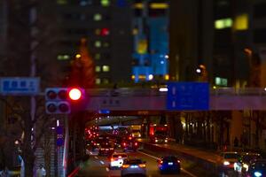 A night miniature neon street in Shibuya tiltshift photo