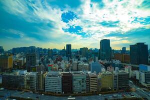 A cityscape at the urban city in Tokyo wide shot photo