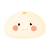 an illustration of a white Dumpling with a face png