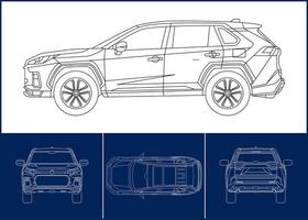 Car Template. Transportation outline stroke template. vecto vector