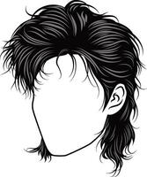man with mullet hair vector