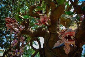 A big statue dragon at Suoi Tien park in Ho Chi Minh Vietnam closeup photo