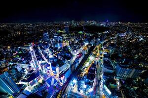 A night miniature Shibuya crossing wide shot high angle tiltshift photo