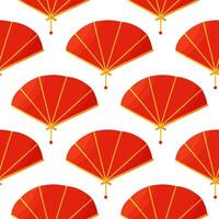 Chinese Asian red fan pattern Accessory costume vector