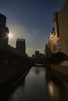 The river at Mansei bridge in Tokyo wide shot photo