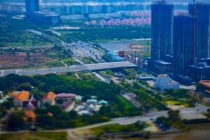 A miniature traffic jam at the busy town in Ho Chi Minh high angle photo