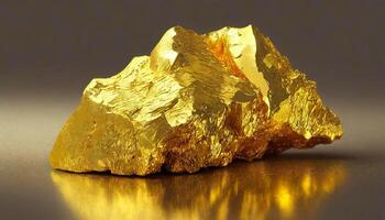 Precious gold nugget on a gray background photo