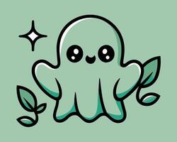 Eco-friendly ghost sustainable Halloween concept ecological events and creative workshops fall season illustration cut file vector