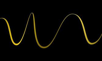 Simple caligraphy line design. Gold gradient in abstract dynamic wave illustration on black background vector