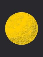 Yellow big moon with dotted texture on black background. Vertical banner. vector