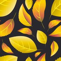 Autumn leaf fall on a black background. Tea leaves are beautiful. Seamless pattern for textiles. vector