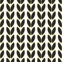 Grains of rice or wheat on a white background. Seamless cute pattern with black leaves with gold outline. vector