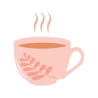 Pink cup of coffee vector