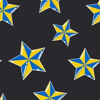 Stars on a black background form a seamless cute pattern. vector