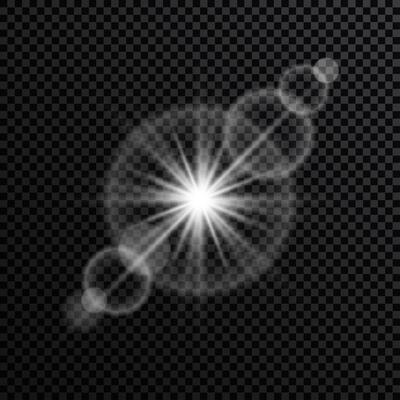 Effect sparkling stars light burst explosion, flickering and flashing lights. collection of different light effects on black background. transparent lens flares and lighting effects. design.