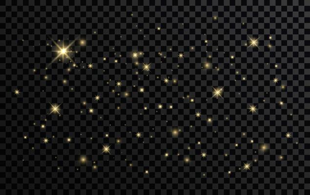 Effect sparkling stars light burst explosion, flickering and flashing lights. collection of different light effects on black background. transparent lens flares and lighting effects. design.
