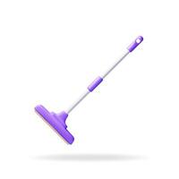 3d floor cleaning mop with plastic handle isolated. Render home mop tool icon. House cleaning equipment. Household accessories. vector